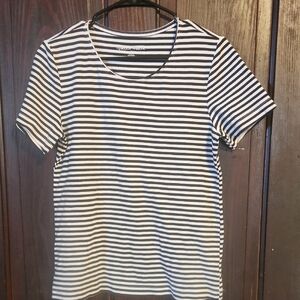 Rebecca Malone Black and White Striped Short Sleeve Tee